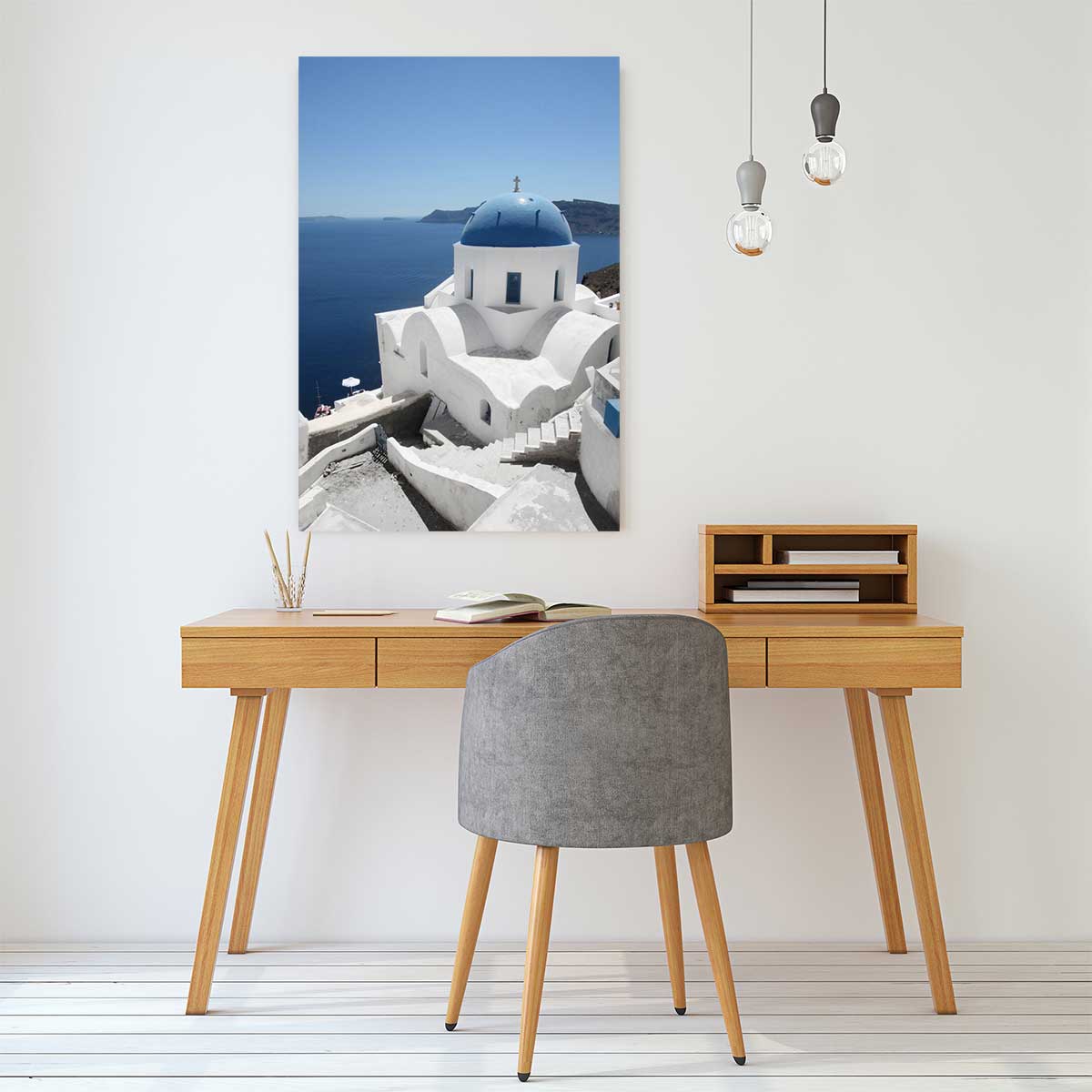 Tableau dôme bleu santorin tableau alu dibond, HEXOA