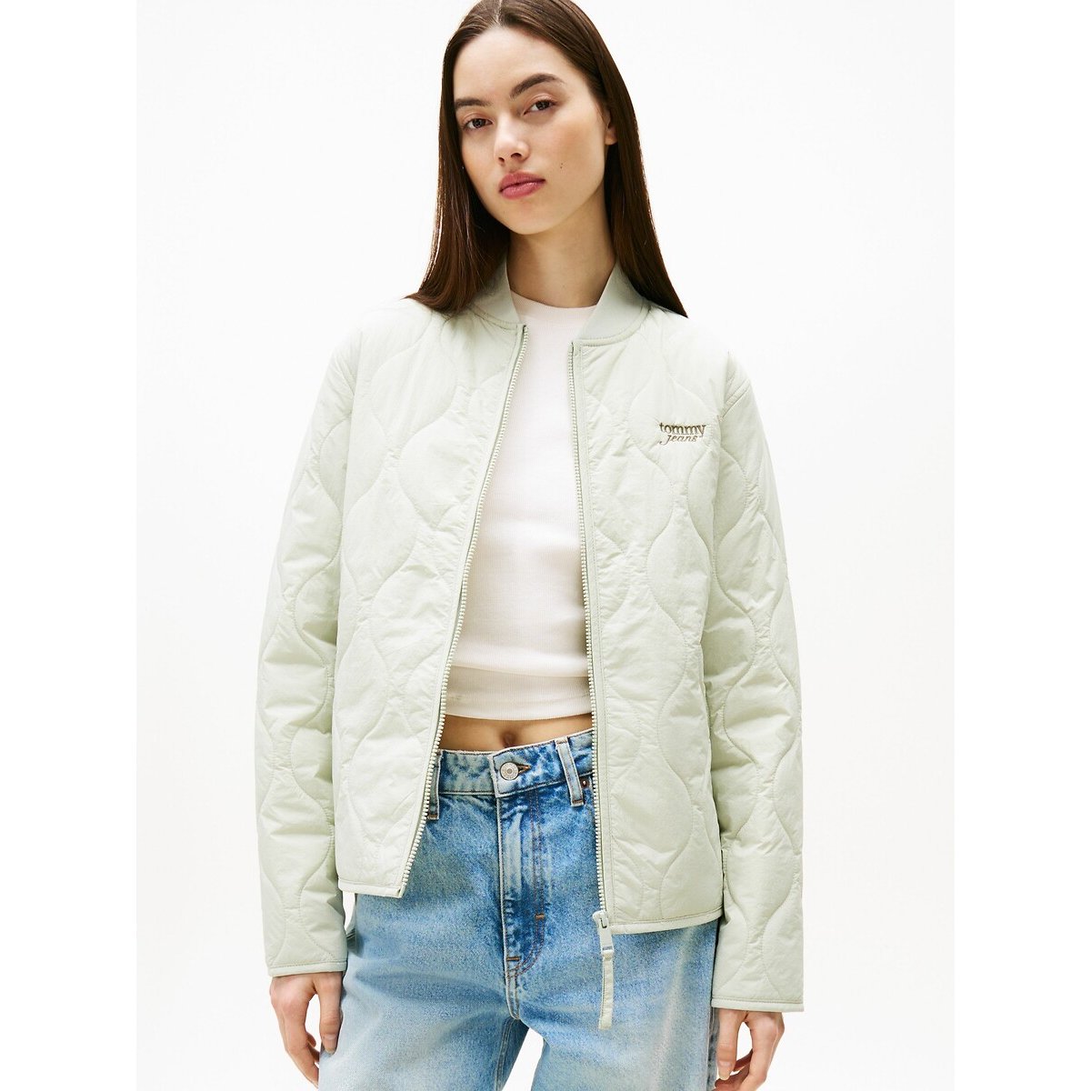 Quilted Zip-Up Jacket light green, TOMMY JEANS