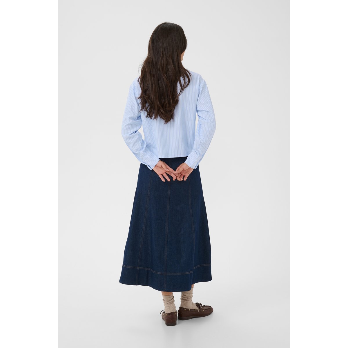 Chemise à manches longues bleu blanc cashmere blue/white stripe, KAFFE