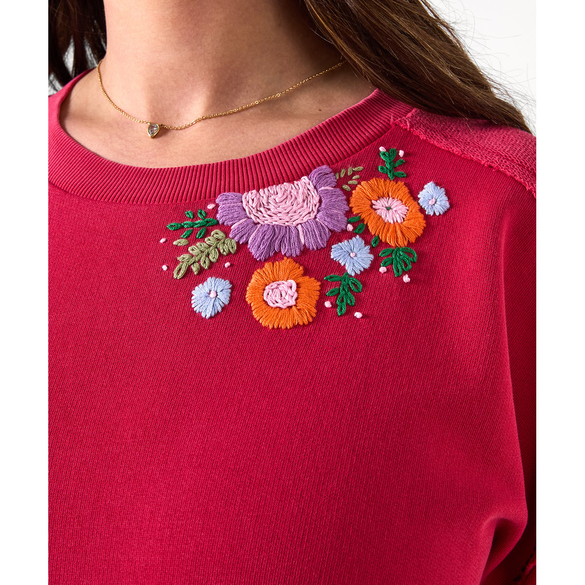 Sweat Brodé Fleuri à Ourlet Tissé Ellie rose, JOE BROWNS
