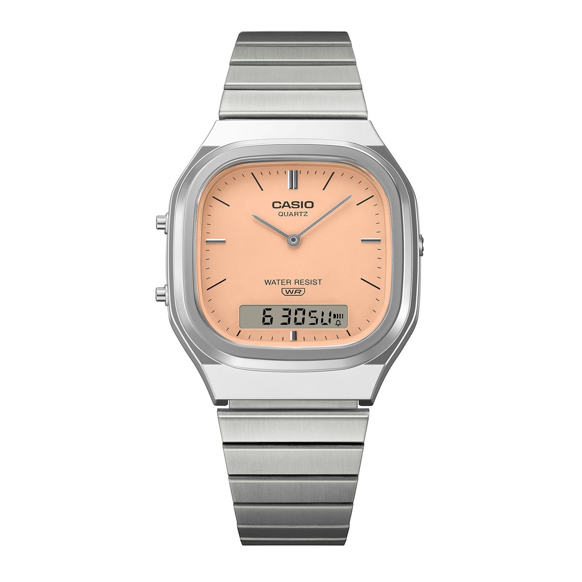 Montre Analogique Digital CASIO VINTAGE argenté saumon argenté, CASIO