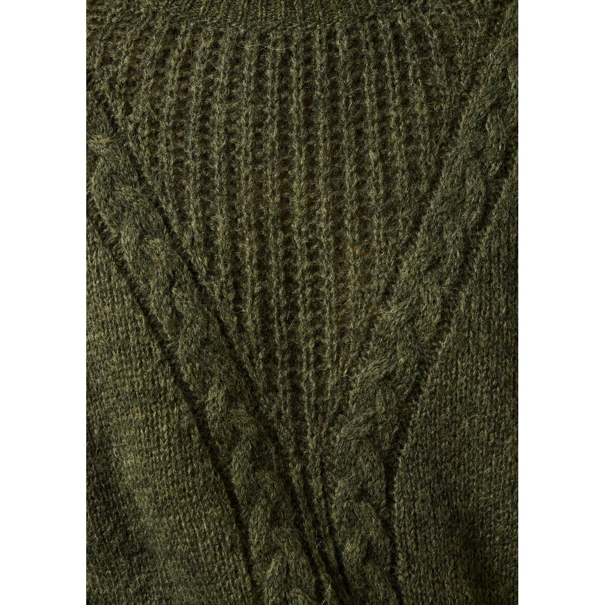 Pull manches longues en maille irisée col rond kaki, LA FEE MARABOUTEE