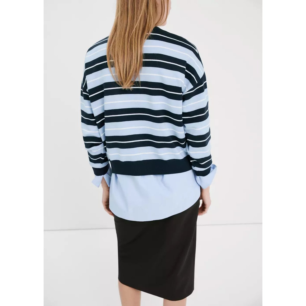 Pull-over en maille à rayures bleu marine foncé, MANGO
