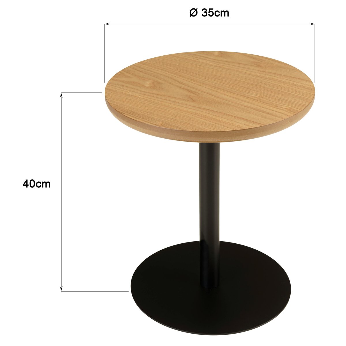 Table d'appoint ronde en bois couleur naturelle pied noir CASTILLE bois naturel, PIER IMPORT