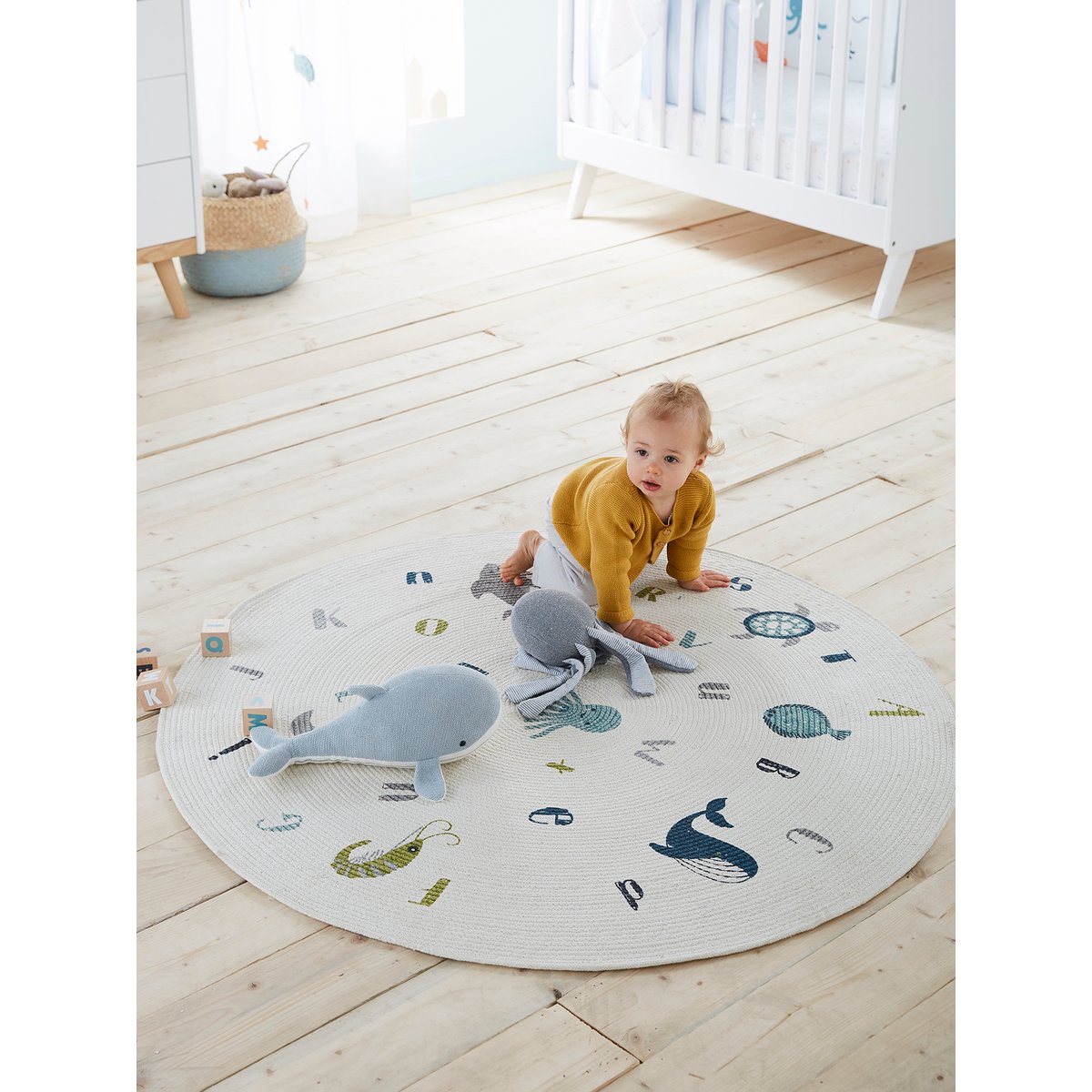 Tapis rond Abécédaire Marin ivoire, VERTBAUDET