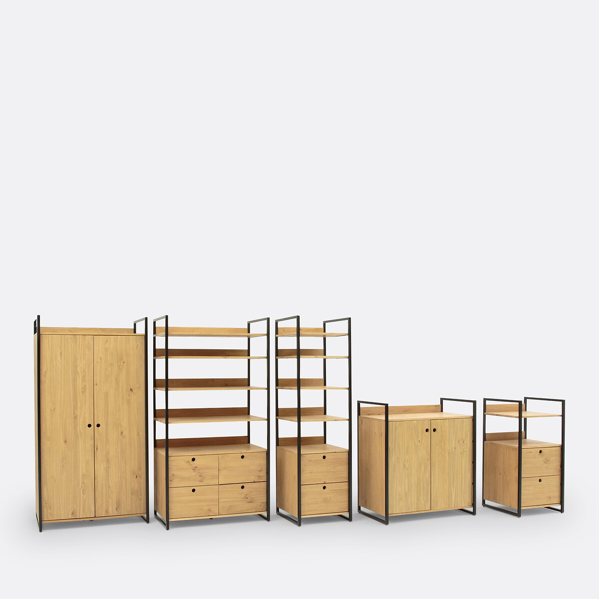 Module armoire large 3 étagères 1 penderie HIBA bois/métal, LA REDOUTE INTERIEURS