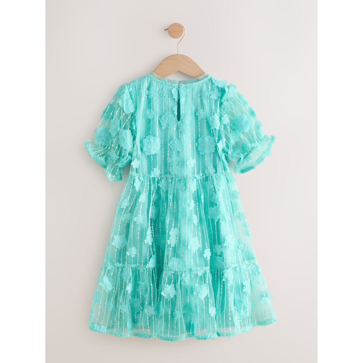 Robe de soirée en mesh florale à sequins bleu sarcelle, NEXT
