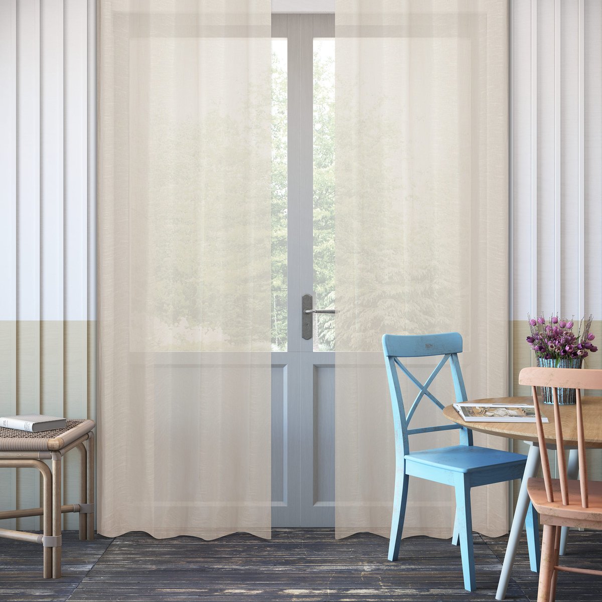 Voilage à œillets en polyester, CAMBRIA beige, INSPIRE