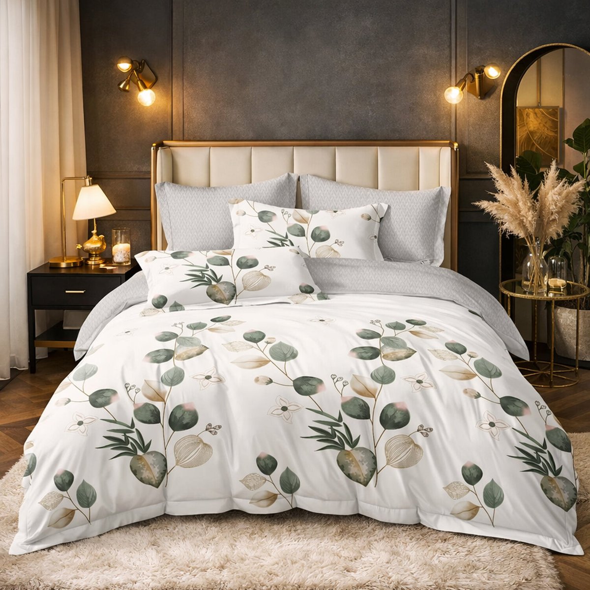 Parure house de couette en coton imprimé botanique vert, Elvane multicolore, C DESIGN HOME TEXTILE