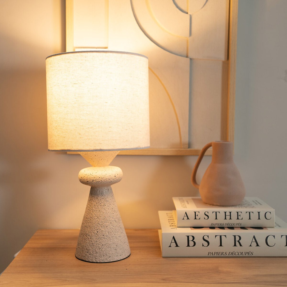 Celia Cement Effect Table Lamp cream, SO'HOME