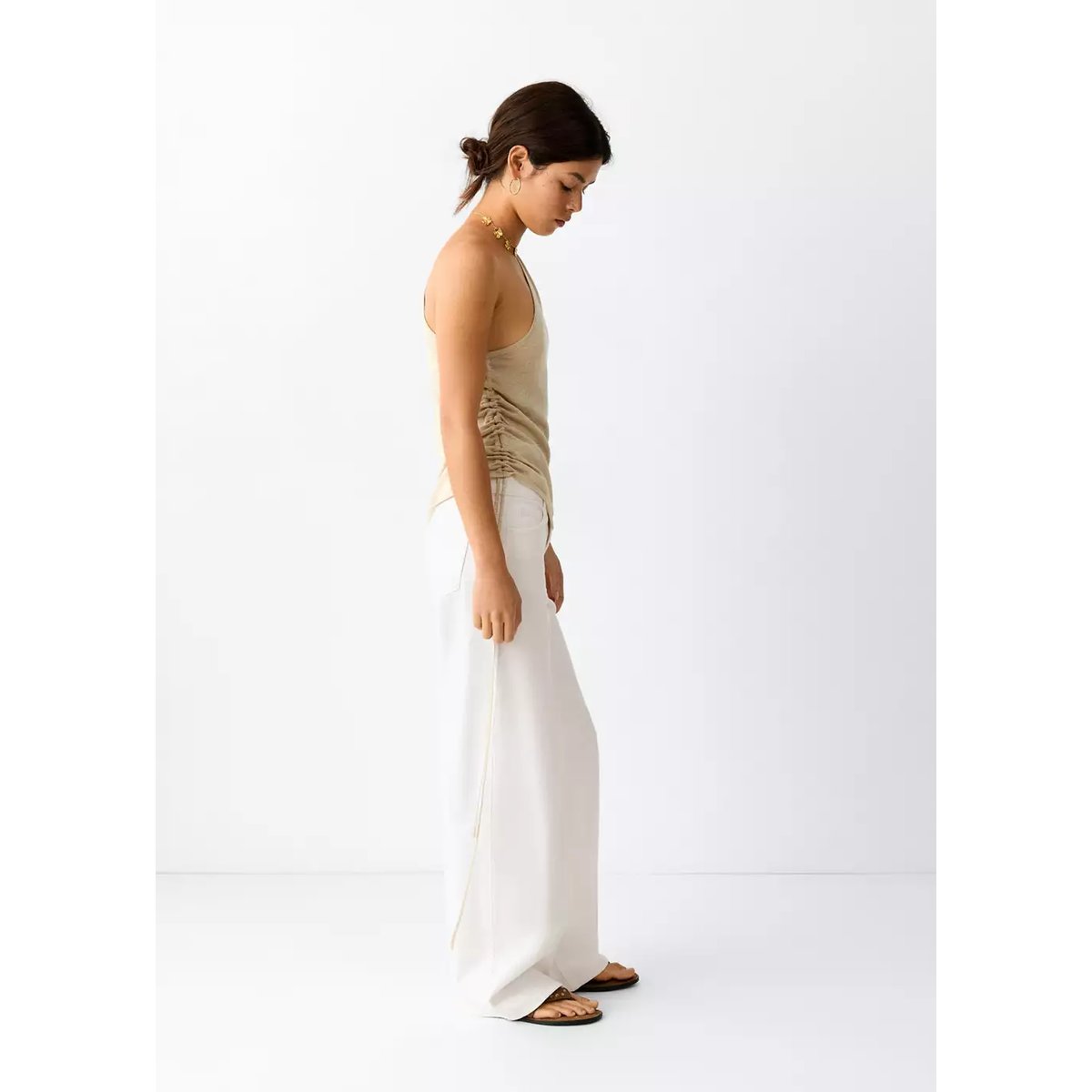 Jean droit taille normale blanc cassé, MANGO TEEN