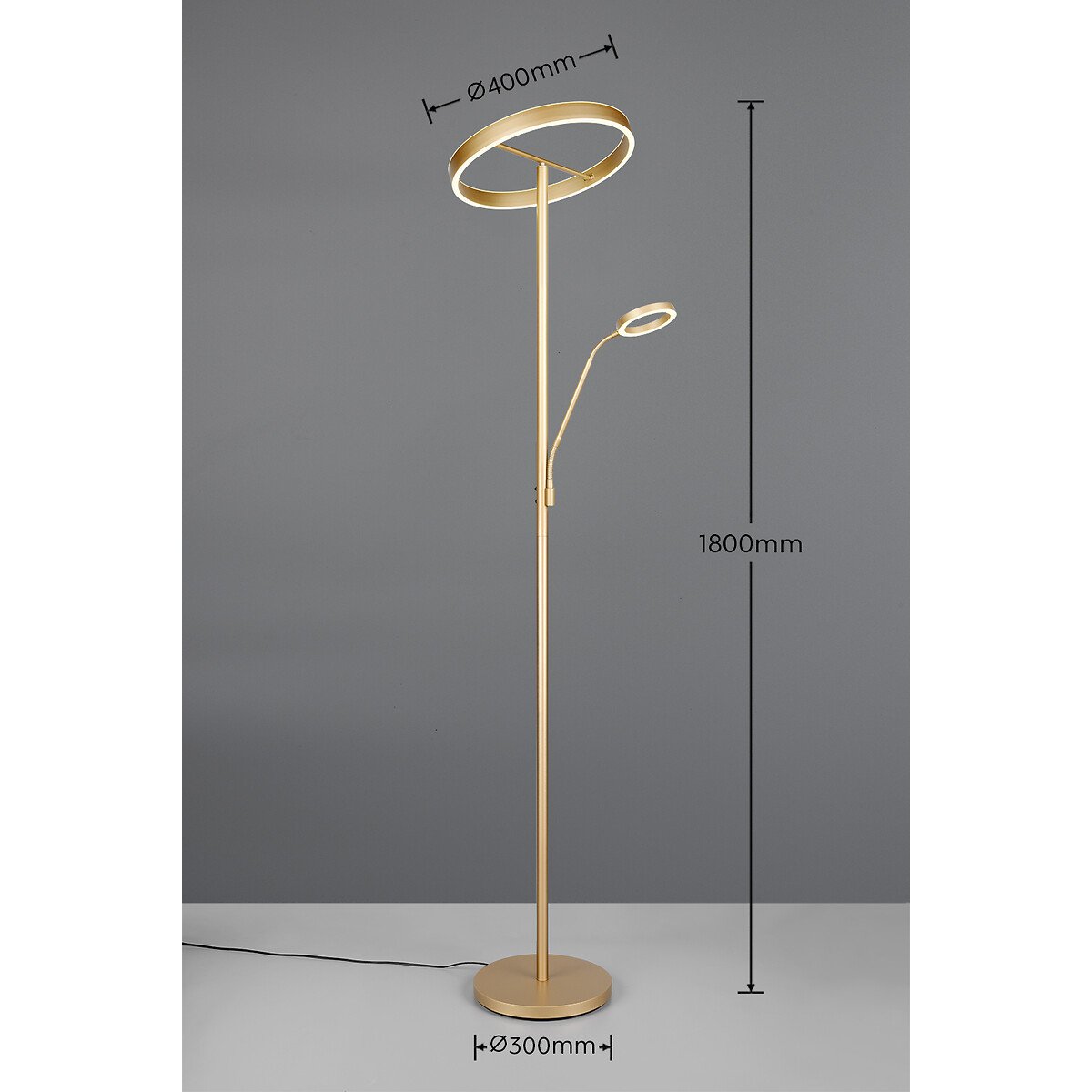 Candeeiro de Pé Willis, da Trio Lighting dourado, TRIO LIGHTING
