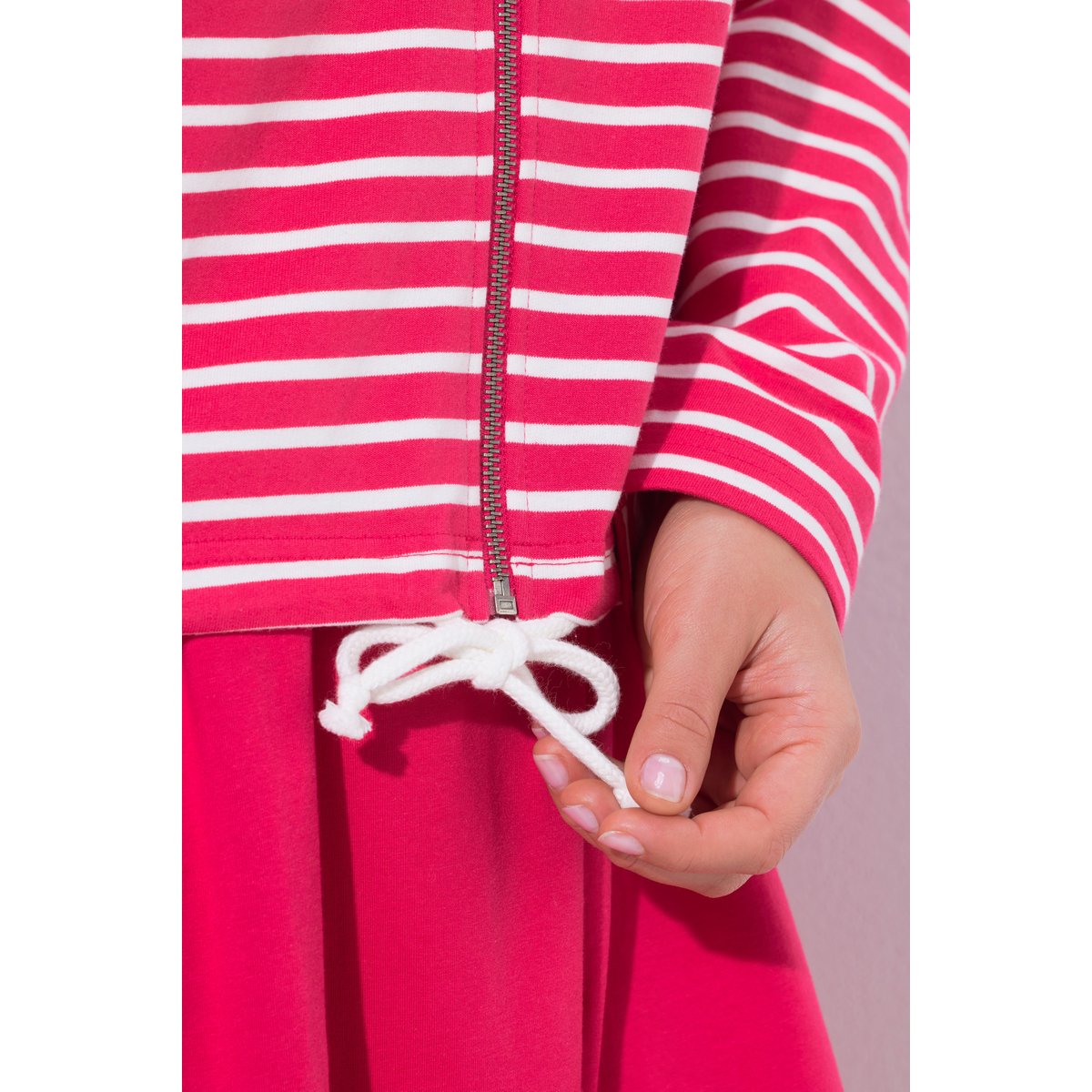 Veste en molleton rayé rouge azalée, ULLA POPKEN