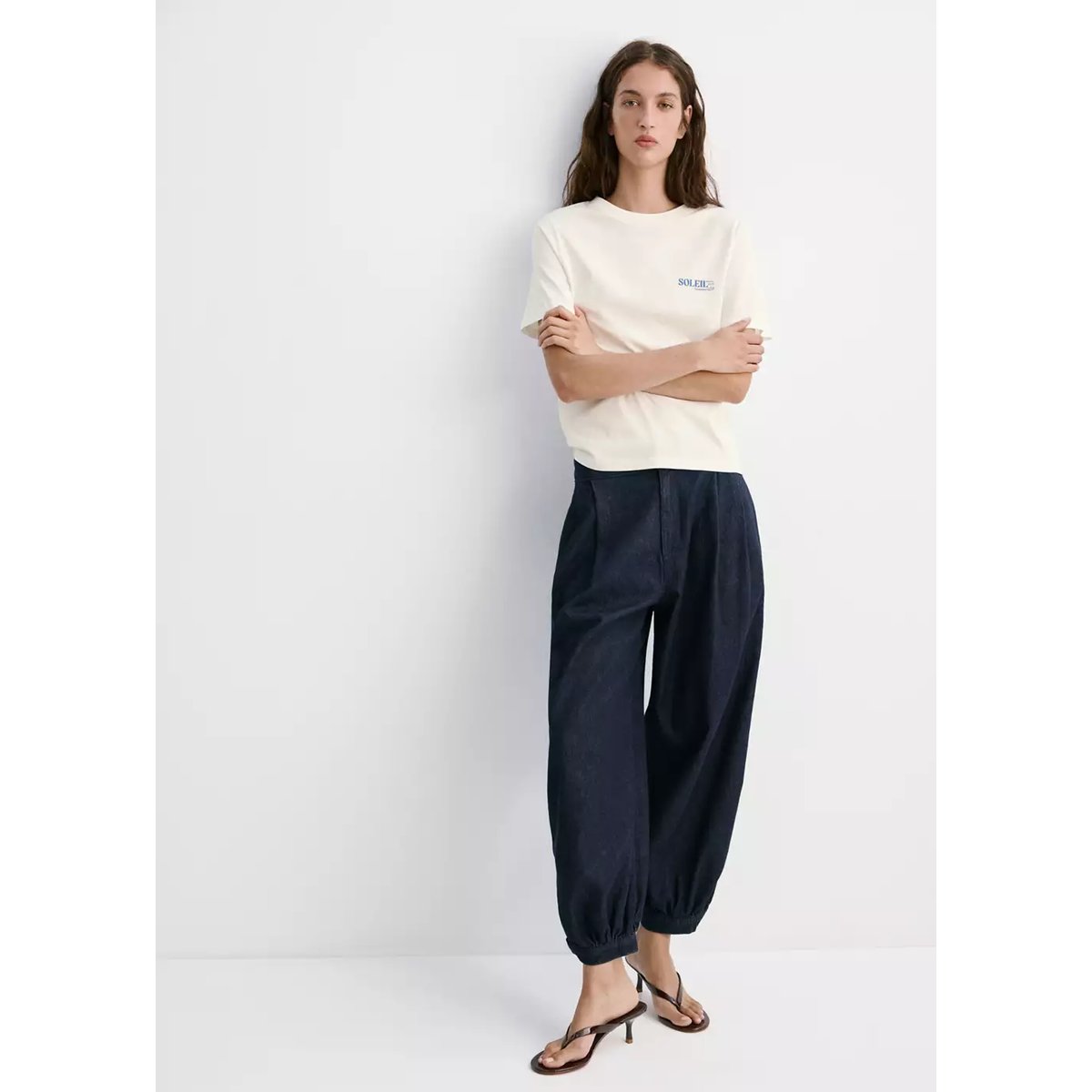 T-shirt en coton imprimé bleu, MANGO