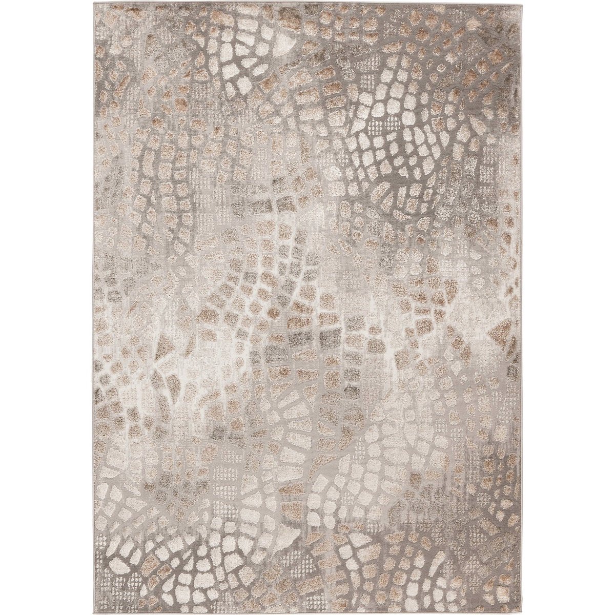 Tapis rectangulaire à poils courts gris clair argent et beige sable, ARTE ESPINA