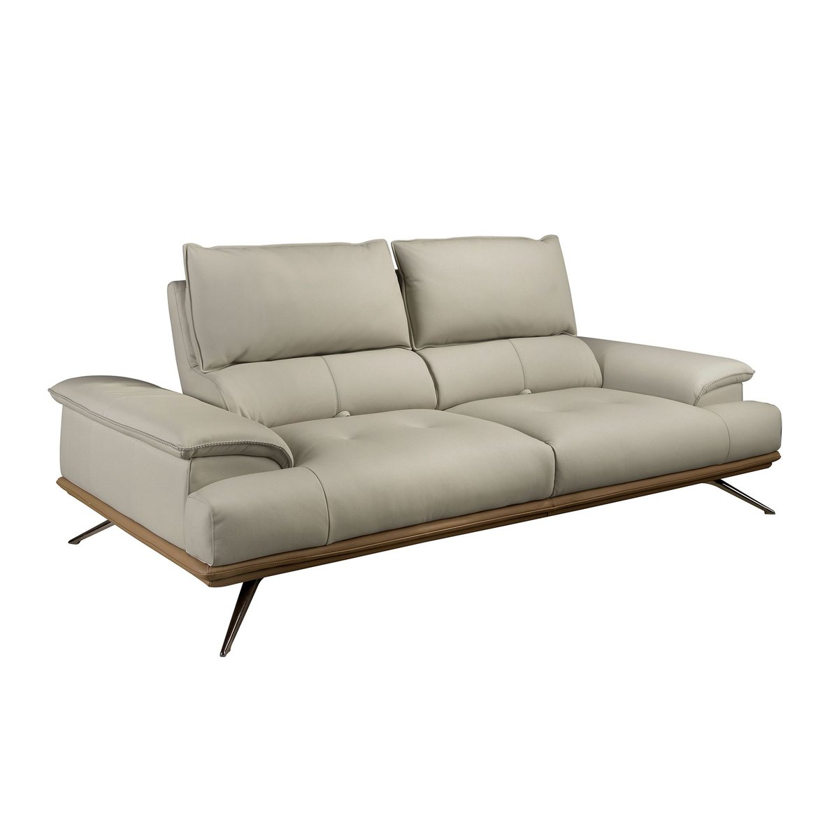 Canapé en cuir taupe gris | acier foncé, ANGEL CERDA