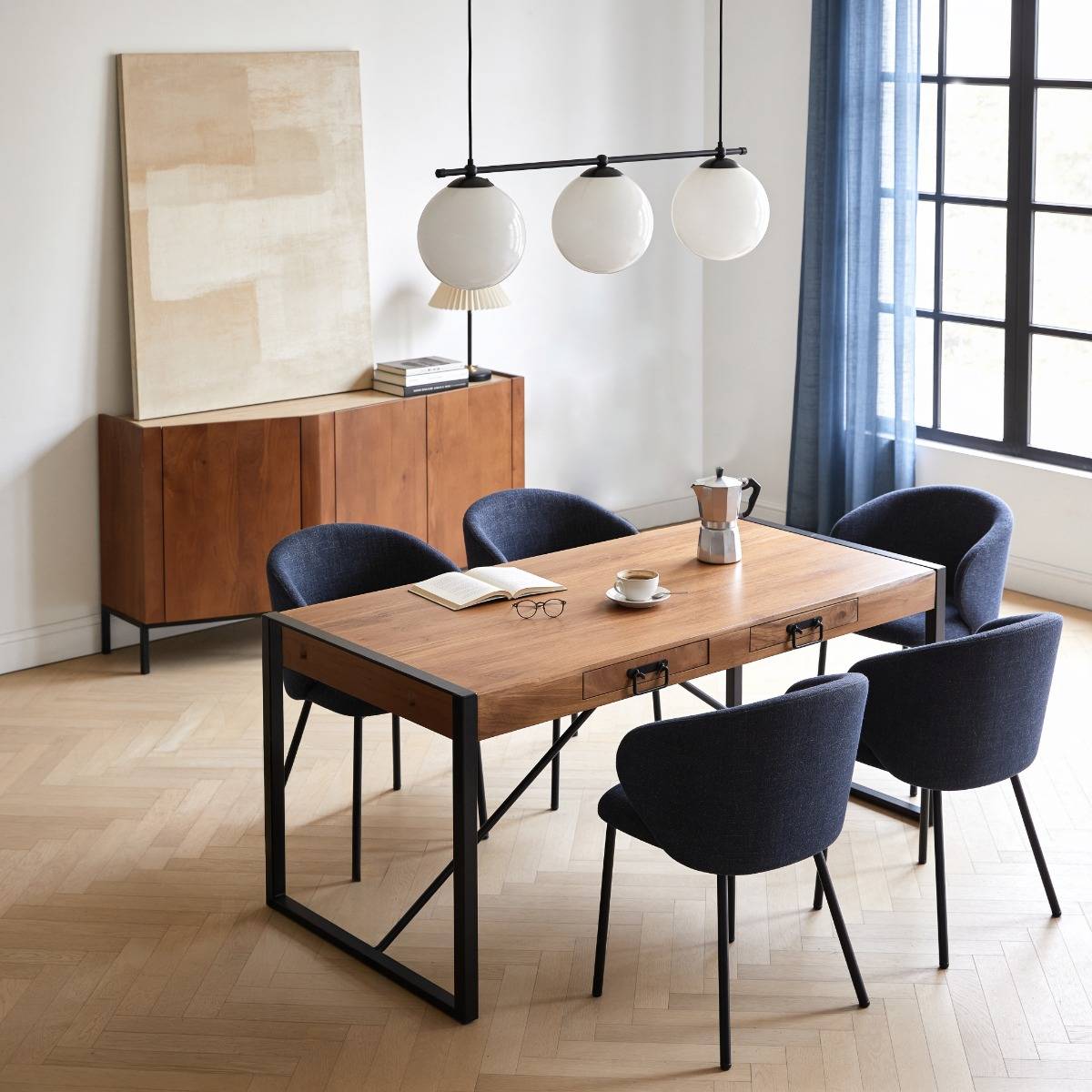 Table à manger en bois d'acacia HAVANA bois foncé, MADE IN MEUBLES