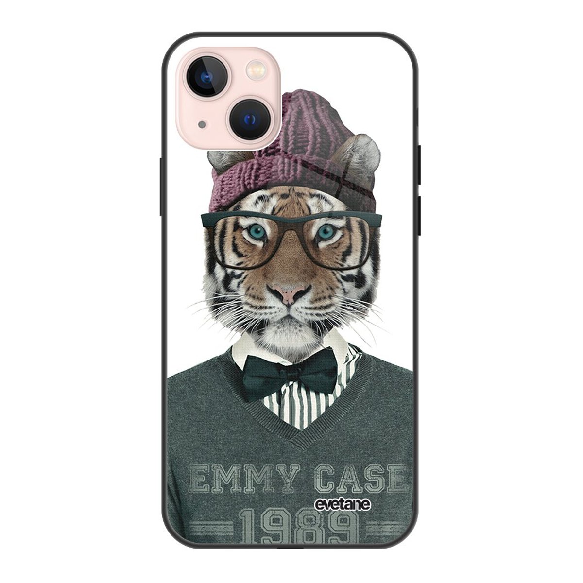 Coque soft touch glossy iPhone 13 tigre fashion, EVETANE