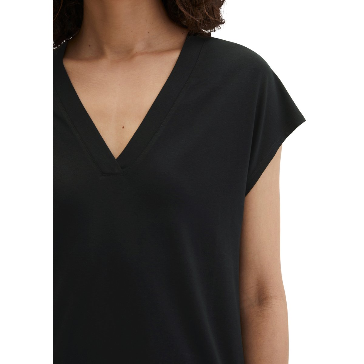 Blouse en jersey sans manches relaxed en LENZING™ ECOVERO™ noir, MARC O'POLO