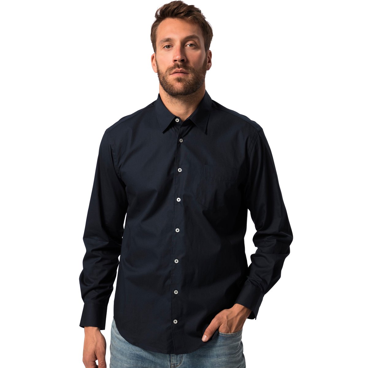 Chemise à manches longues et col Kent. Coupe bleu marine, JP1880