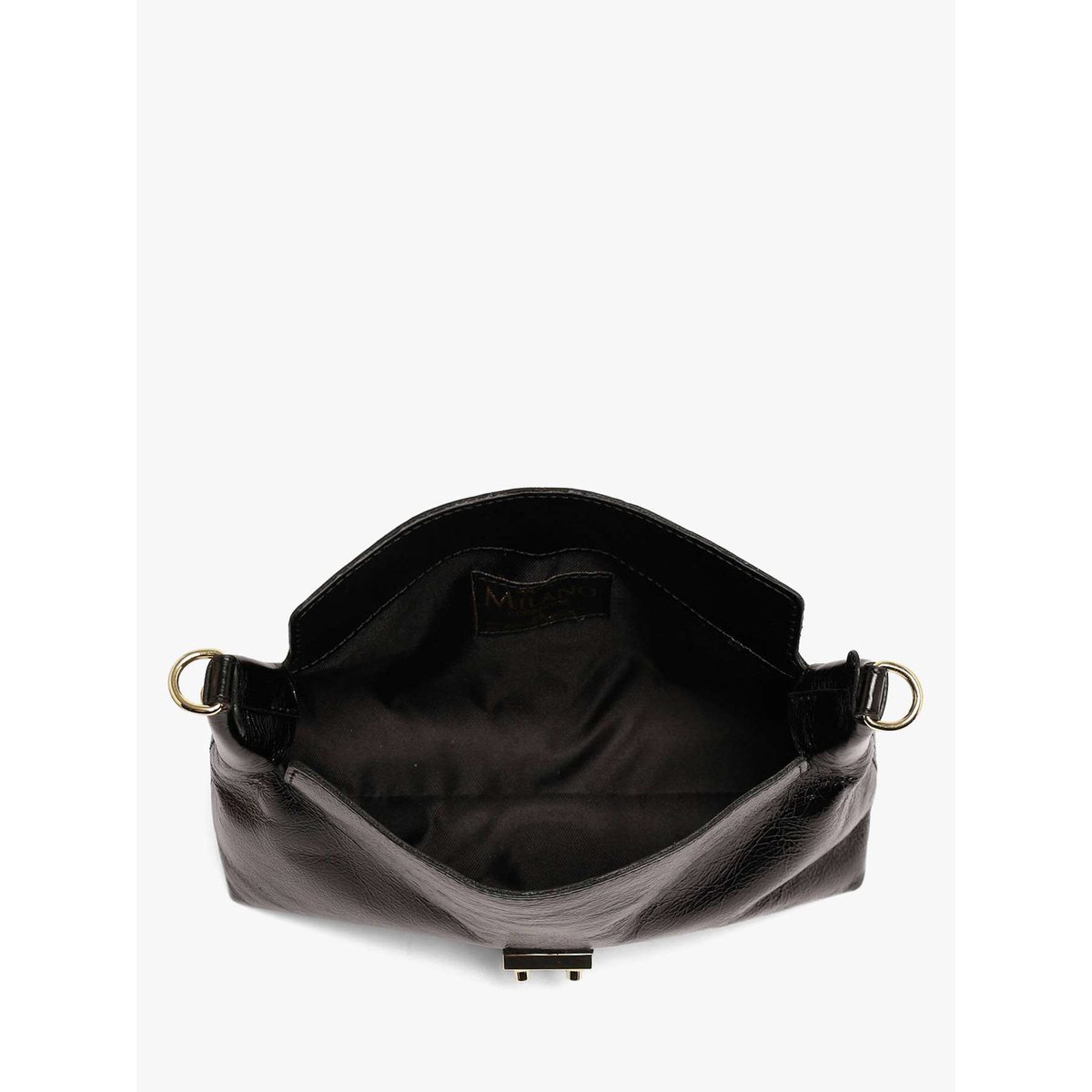 Sac porté épaule Shiny sauvage cuir nero, MILANO