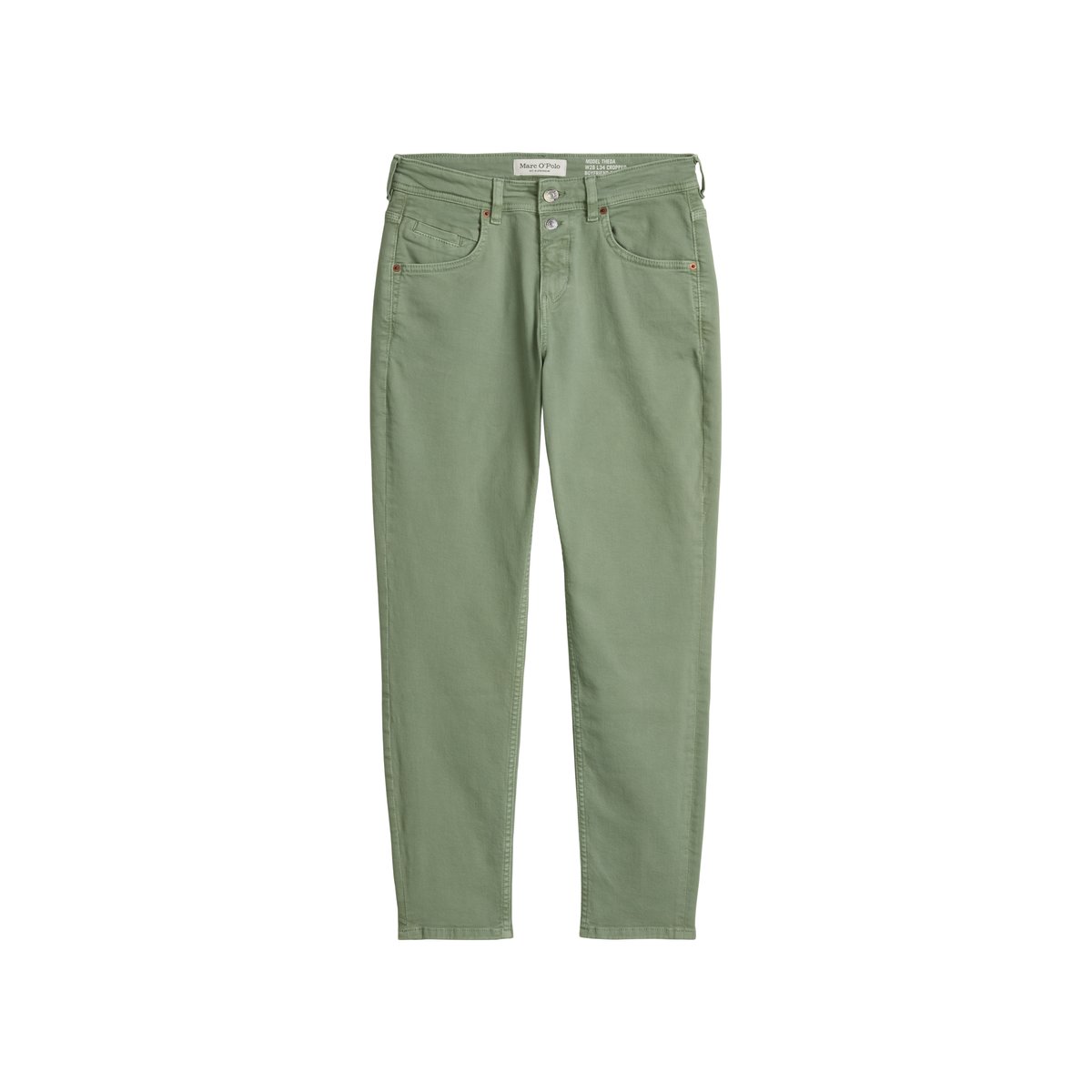 Jeans modèle Theda boyfriend en mélange de coton organique vert clair, MARC O'POLO