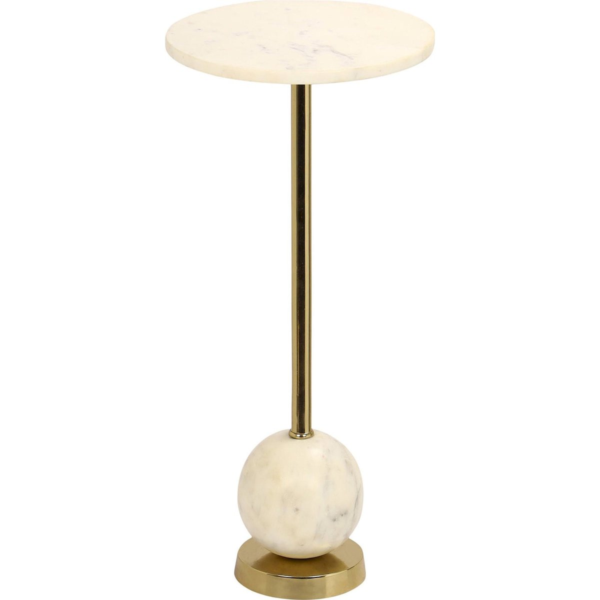Table d'appoint ronde en marbre RENNEY blanc et doré, RECOLLECTION