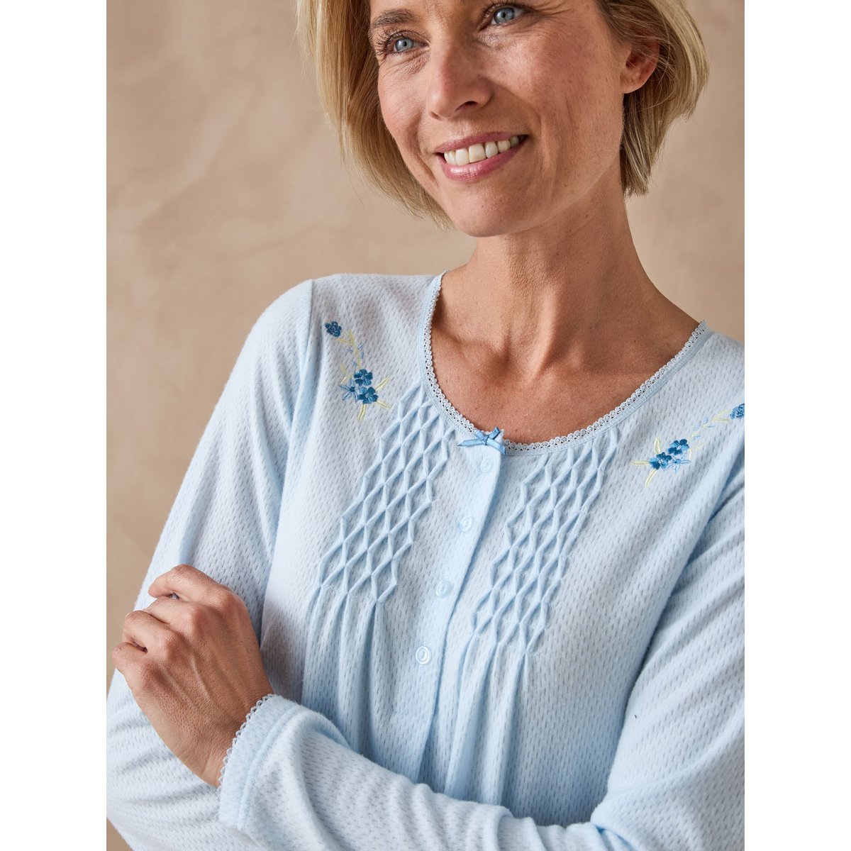 Chemise de nuit maille chaude bleu, DAXON