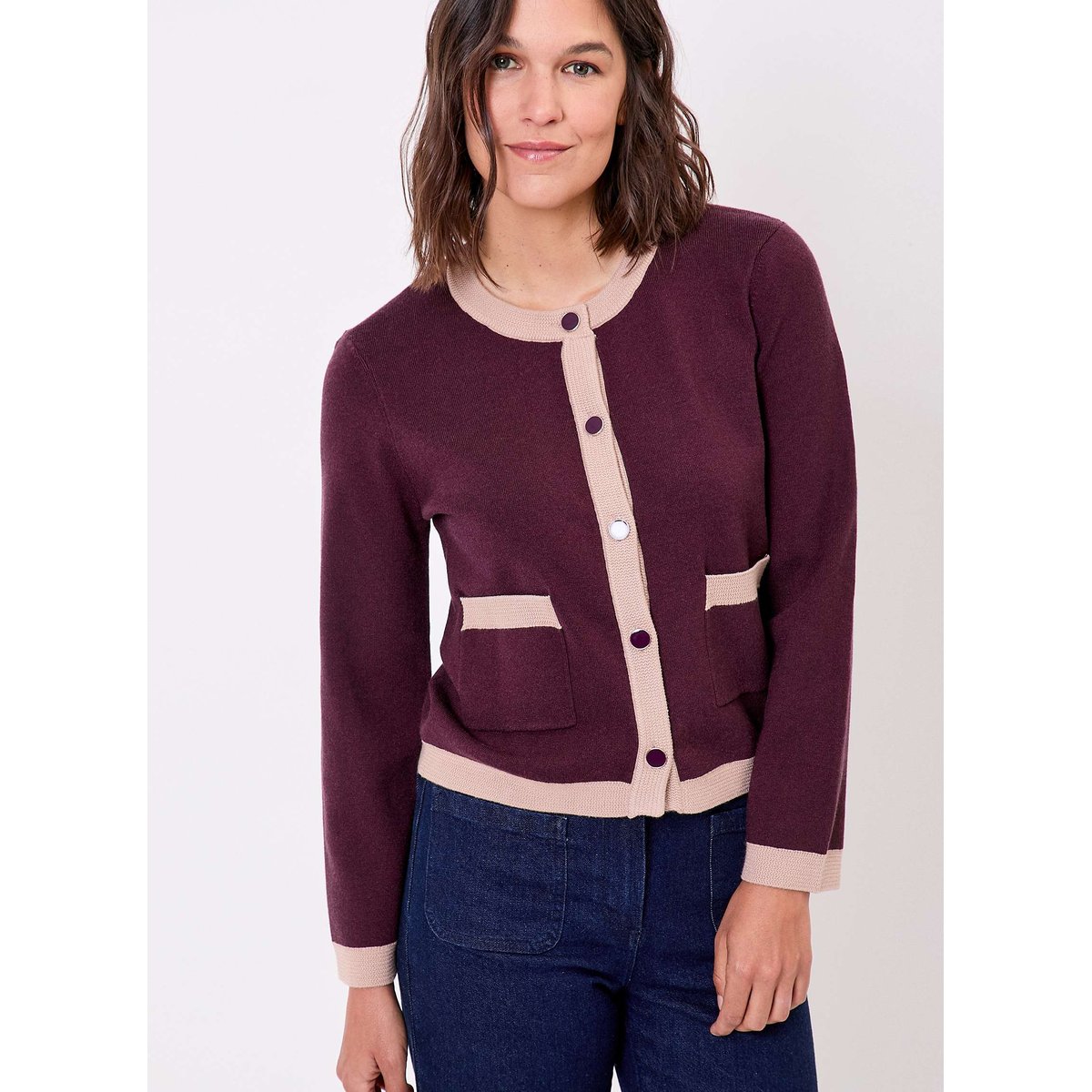 Veste gilet maille compacte ADONIE violet, PRINCESSE NOMADE