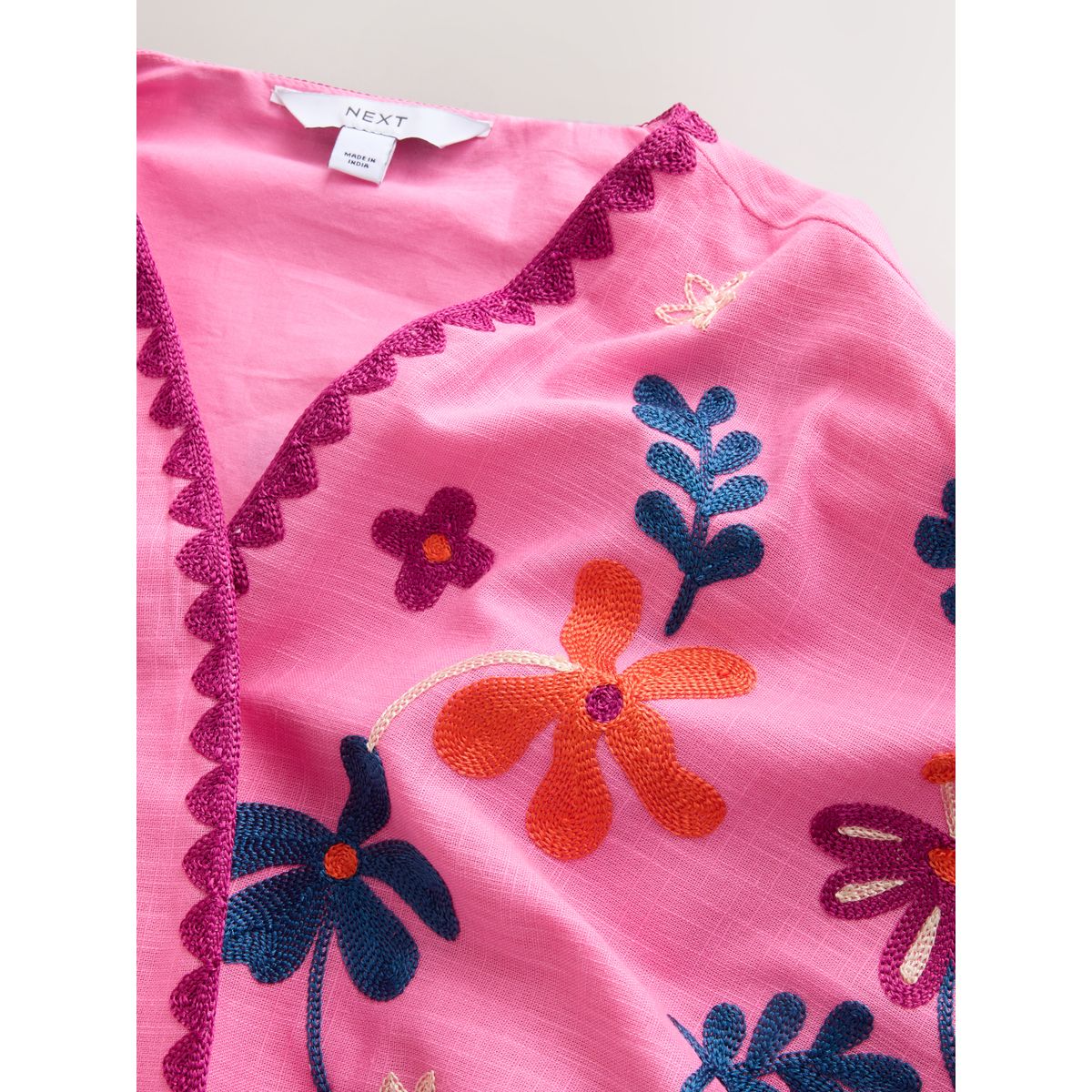 Veste à nouer sur le devant floral brodé rose, NEXT