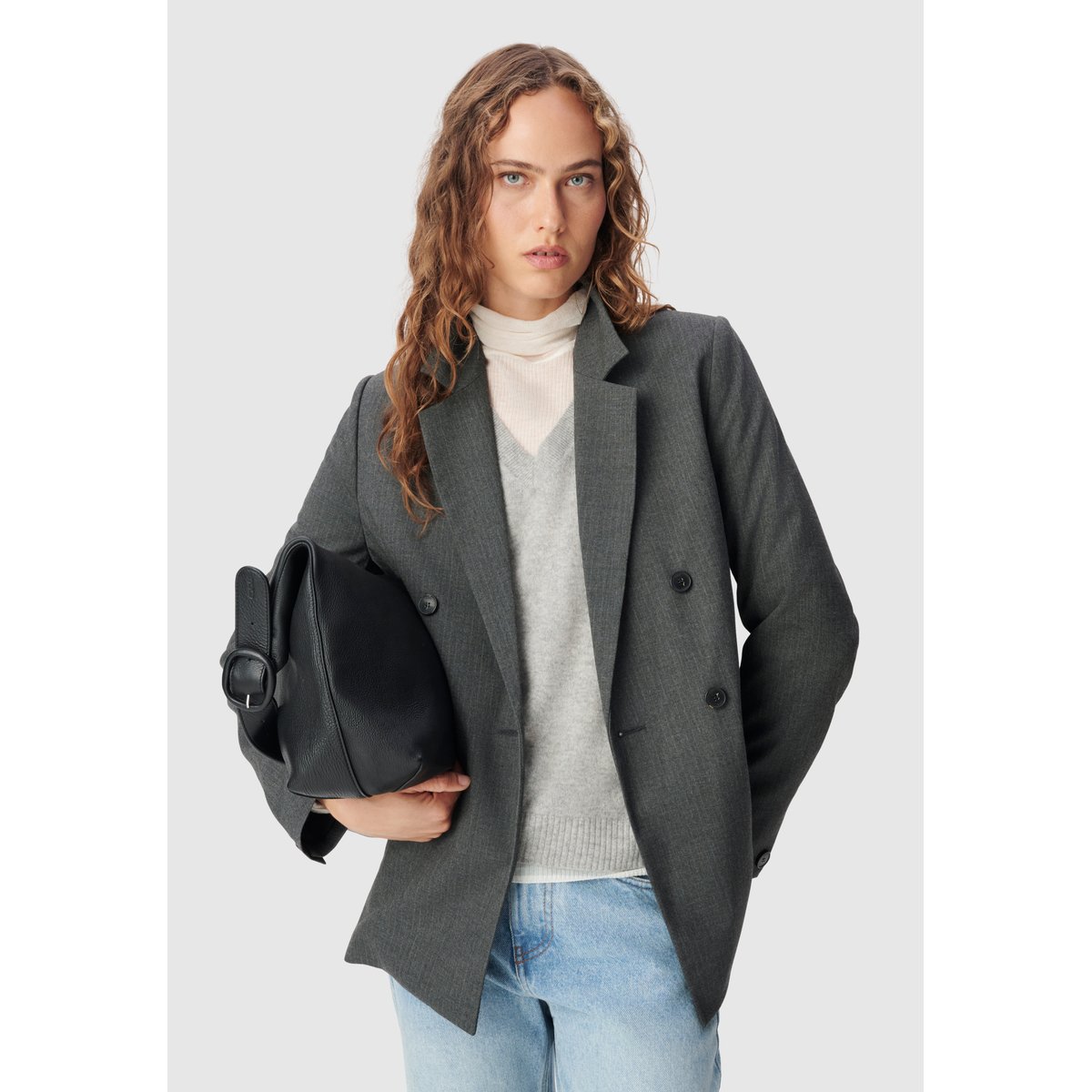Veste de tailleur fines rayures gris anthracite, IKKS
