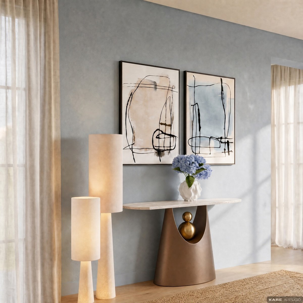 Console en marbre et acier, GERALDO beige, KARE DESIGN