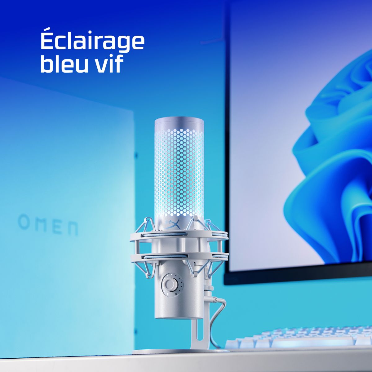 Micro Gamer QuadCast 2 Frost couleur unique, HYPER