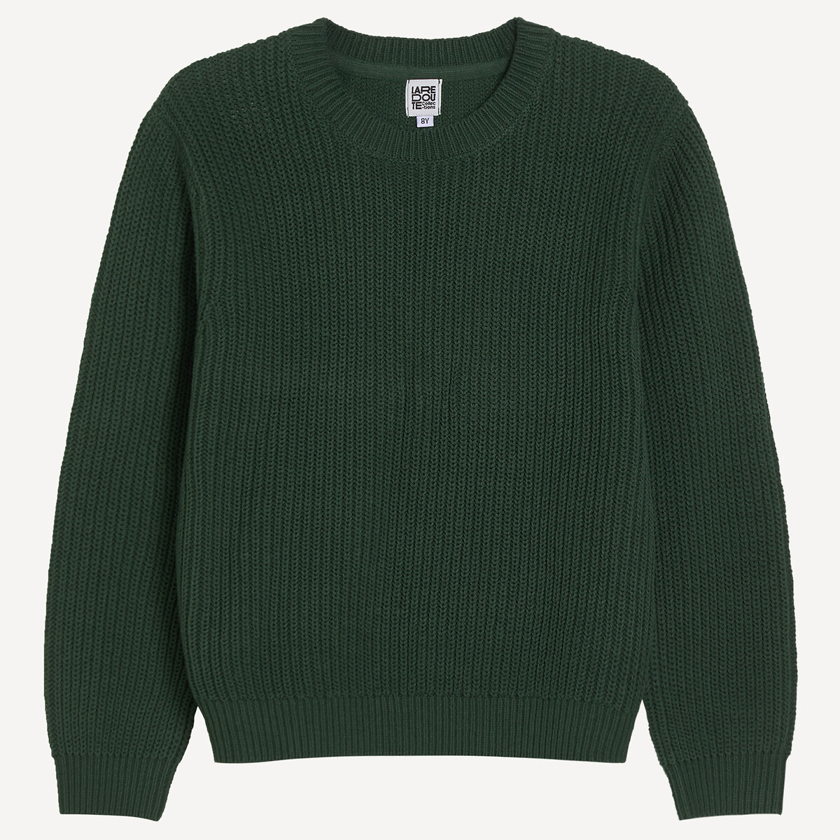 Jersey con cuello redondo de punto de canalé verde, LA REDOUTE COLLECTIONS