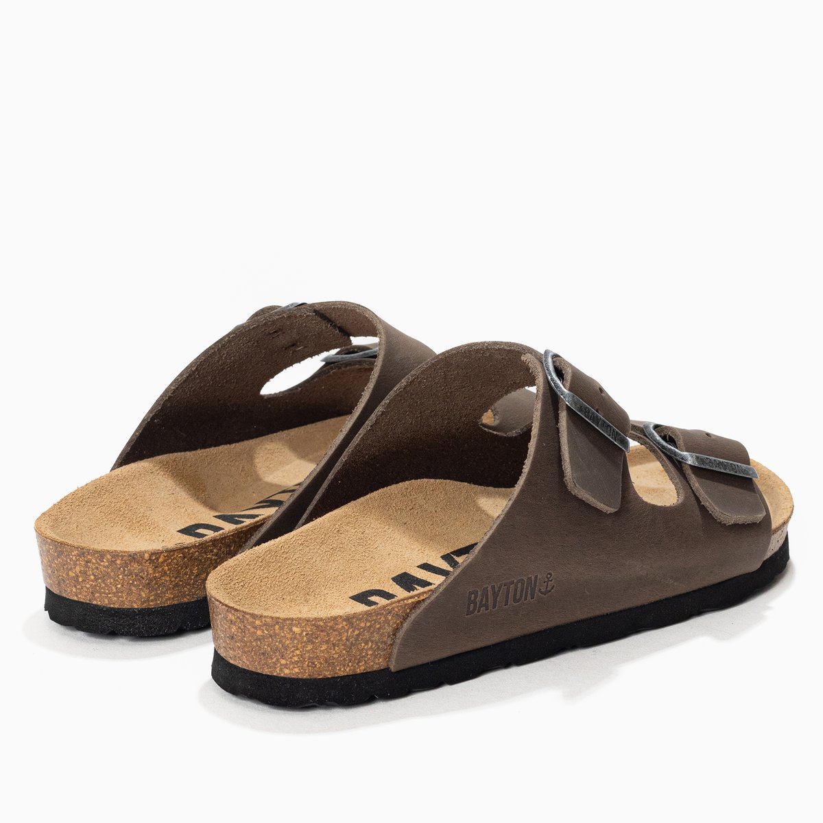 Sandales en cuir ATLAS gris foncé, BAYTON