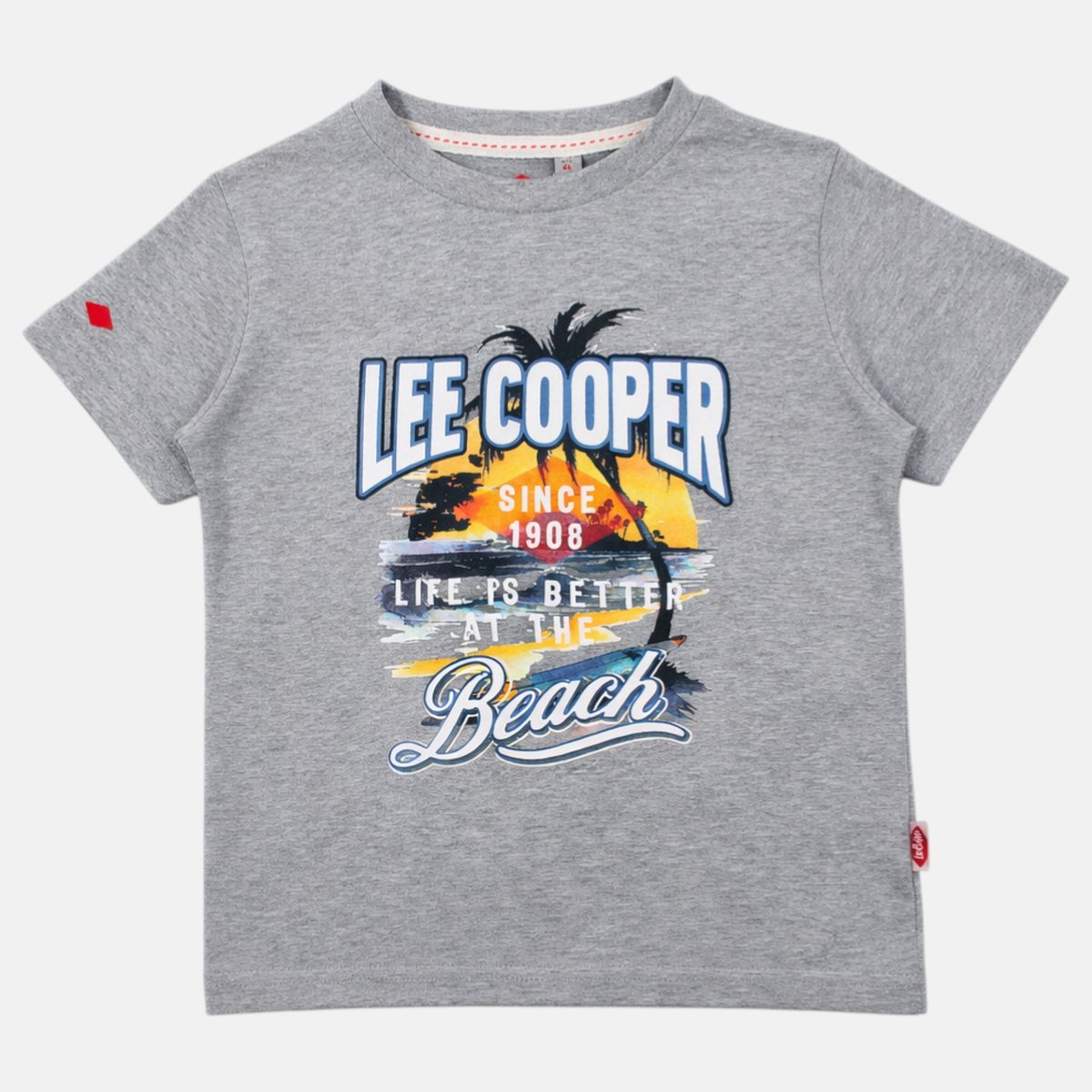 T-shirt manches courtes imprimé plage, col rond AVENTURE gris, LEE COOPER