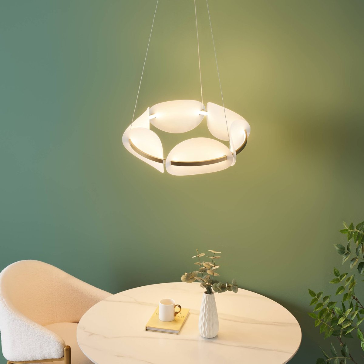 Suspension LED capsule galbée - CRISTALIA blanc et doré, KOSILUM