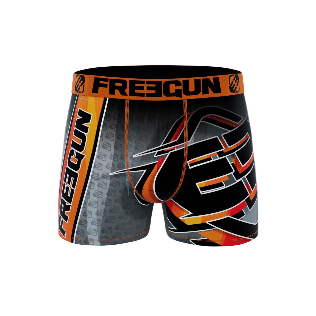 Lot De 5 Boxers Microfibre Racing orange/gris/bleu/rouge/blanc/noir, FREEGUN