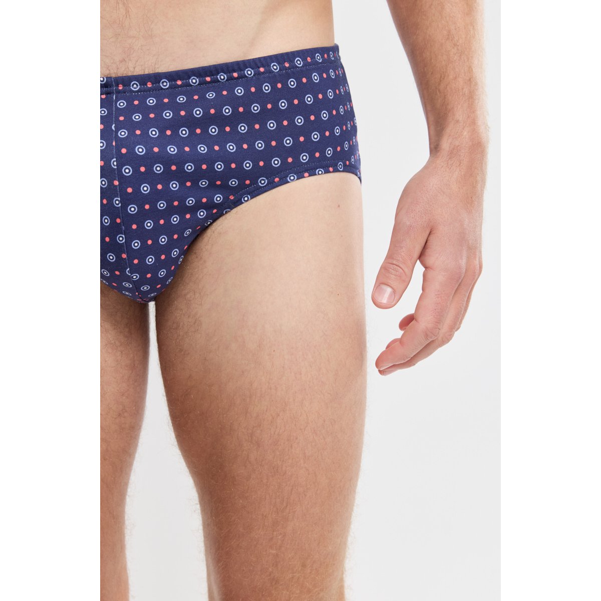 Slip imprimé en coton léger bio imprimé pois bleu nuit, ARMOR-LUX