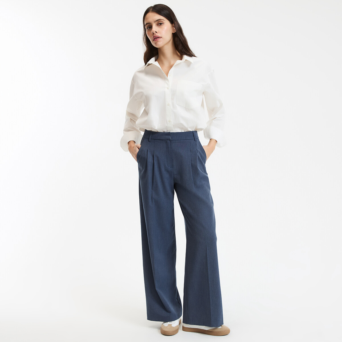 Loose-Fit Bundfaltenhose blau, LA REDOUTE COLLECTIONS