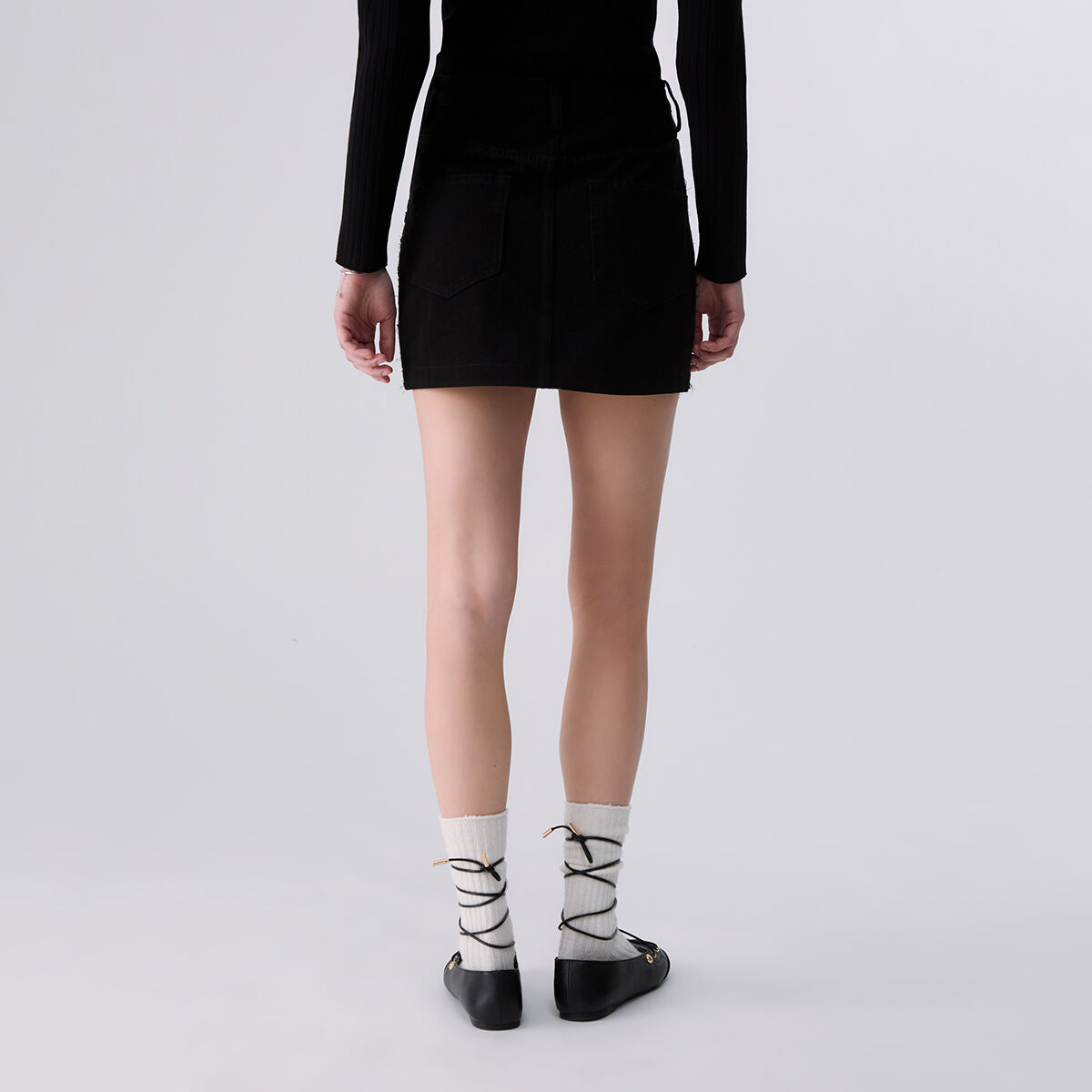 Mini-jupe en bouclé avec zip noir, LIU JO