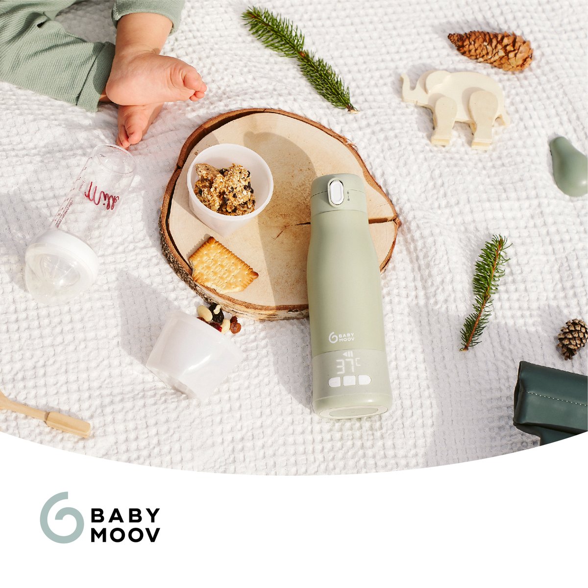 Chauffe-biberon nomade Moov & Feed vert, BABYMOOV
