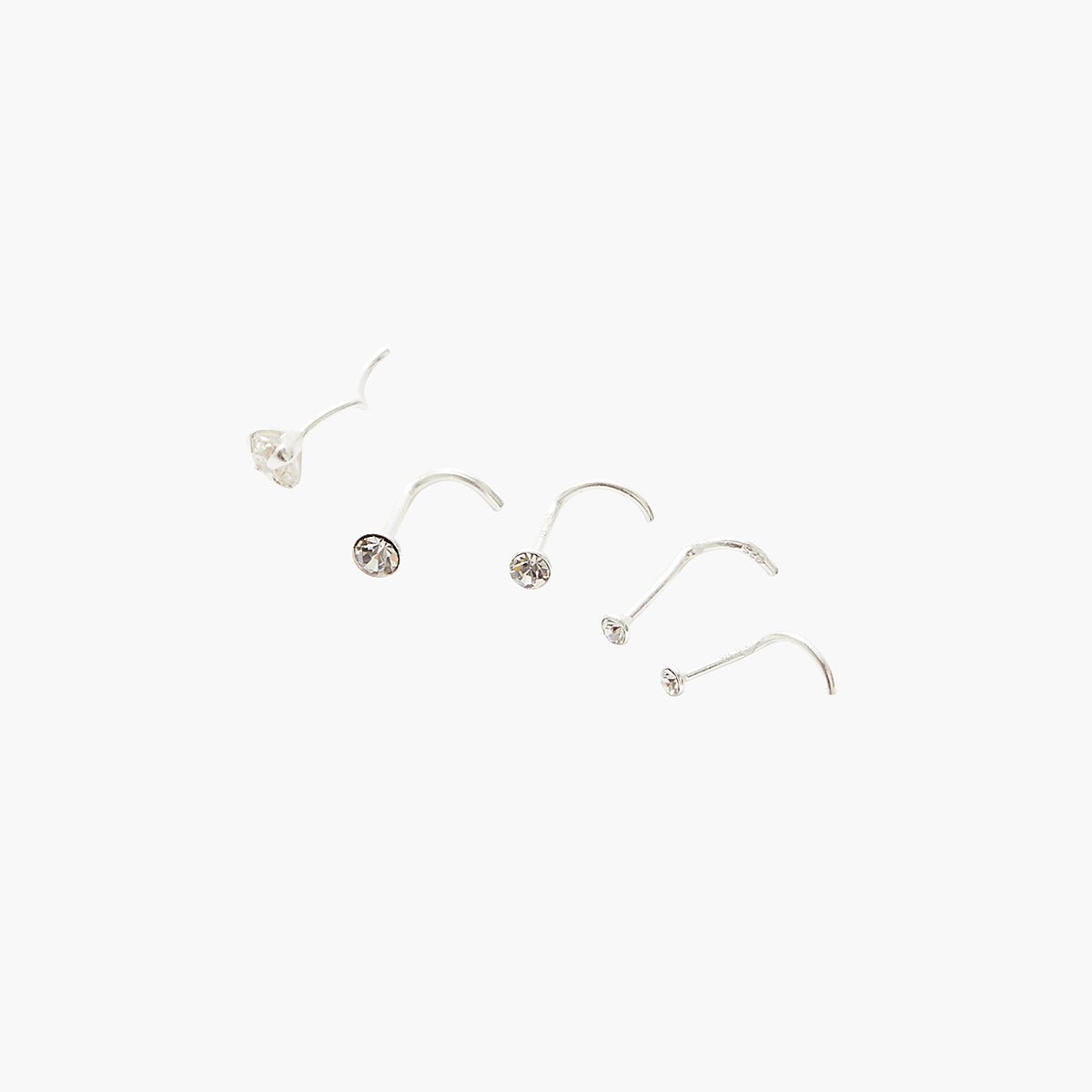 Set de 5 piercings assortis argent garanti 925 et zircon argenté, BALABOOSTE