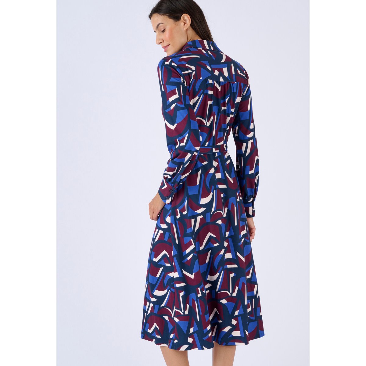 Robe en maille chaude rouge bordeaux graphique, DAMART