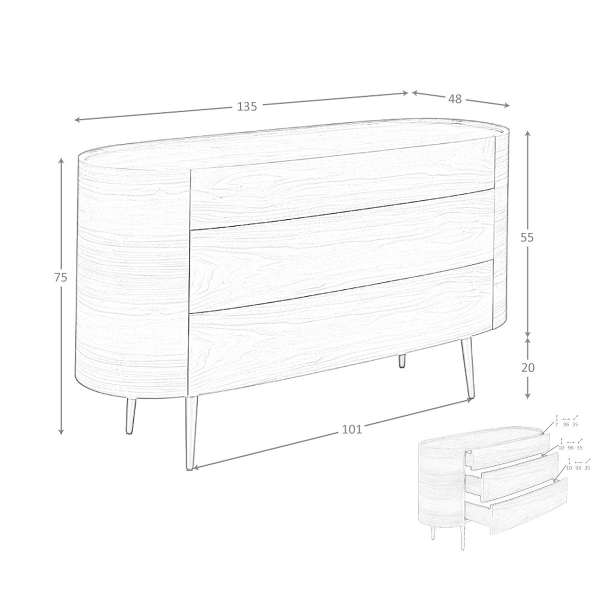 Commode noyer et pieds noyer | noir, ANGEL CERDA