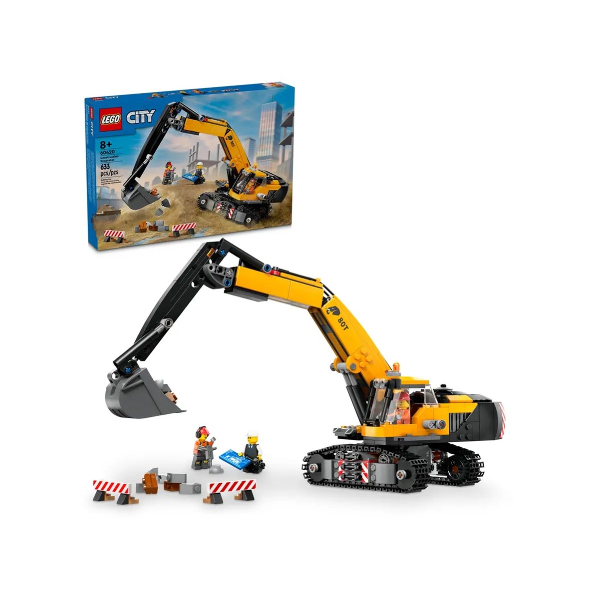 LEGO City - Pelleteuse de Chantier Jaune 60420 pour Enfants de 8 Ans et Plus multicolore, LEGO