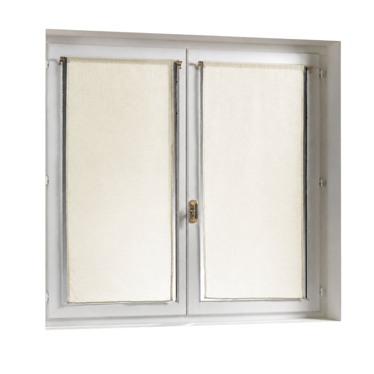 Paire de petits voilages unis légers ivoire, HOME MAISON