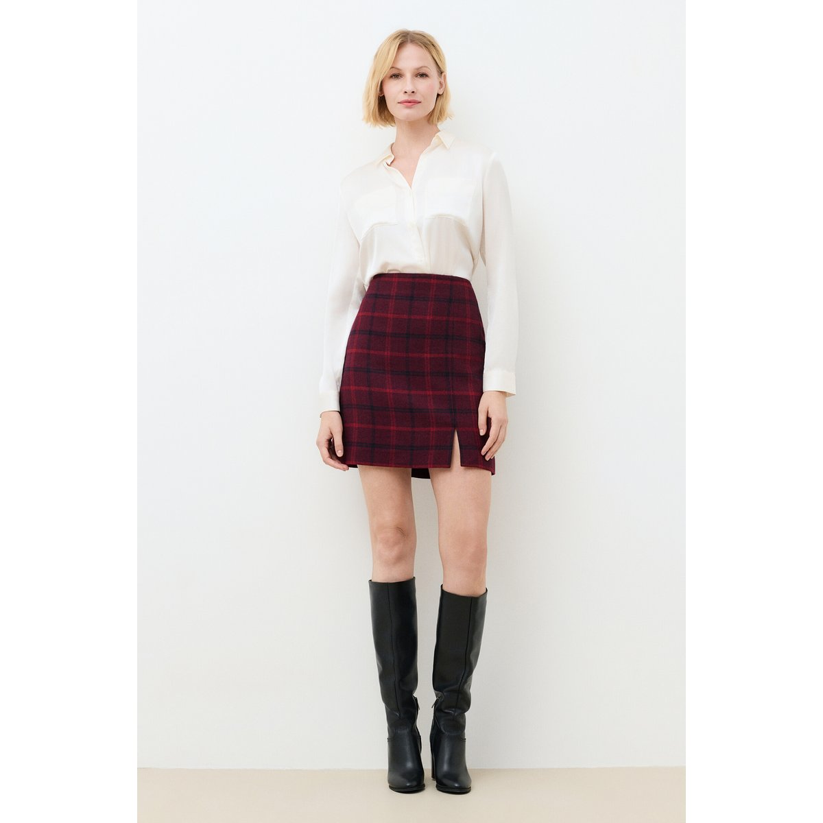 Jupe courte décontractée JNARCISSA rouge foncé, CAROLL