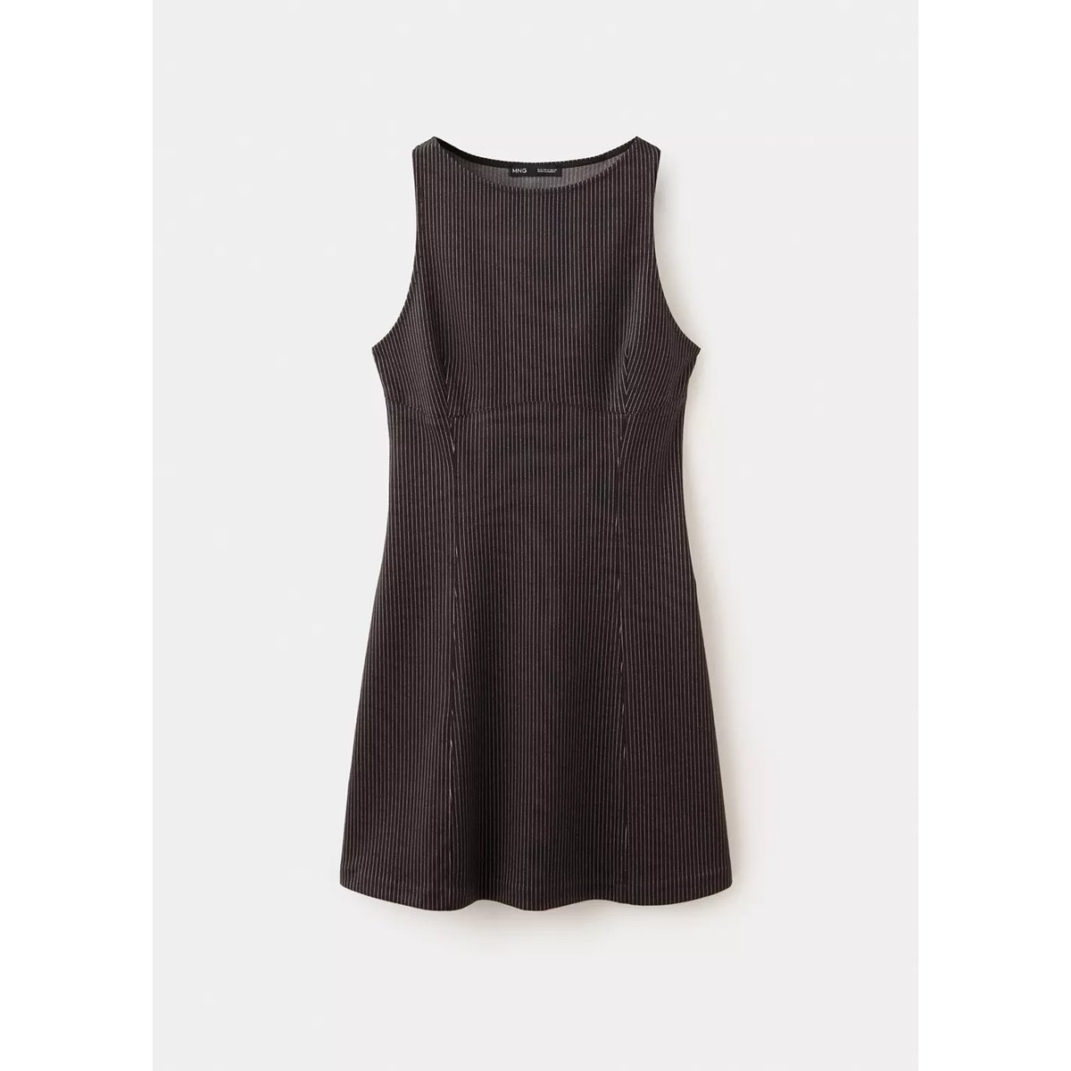 Robe à rayures détail coutures marron, MANGO