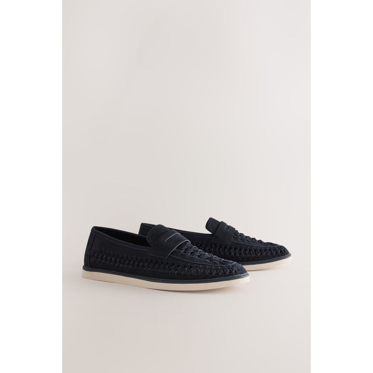 Mocassins tissés bleu marine, NEXT